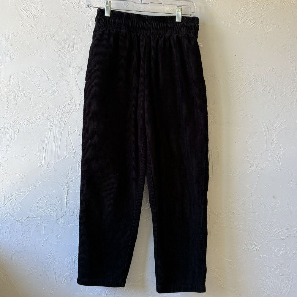 Cookman Chef Pants Mens Black Corduroy Sz S Elastic Waist W/ Drawstring